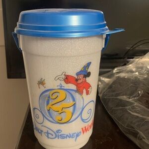 Disney 25th Anniversary popcorn  bucket with Blue Lid.